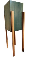 Vtg Ethan Allen Storkie Cabinet Storage Bar Wine Multicolor Wood Art Deco 42″ H