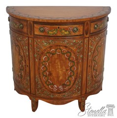 F70335: WELLINGTON HALL Satinwood Adams Painted Demi Lune Cabinet
