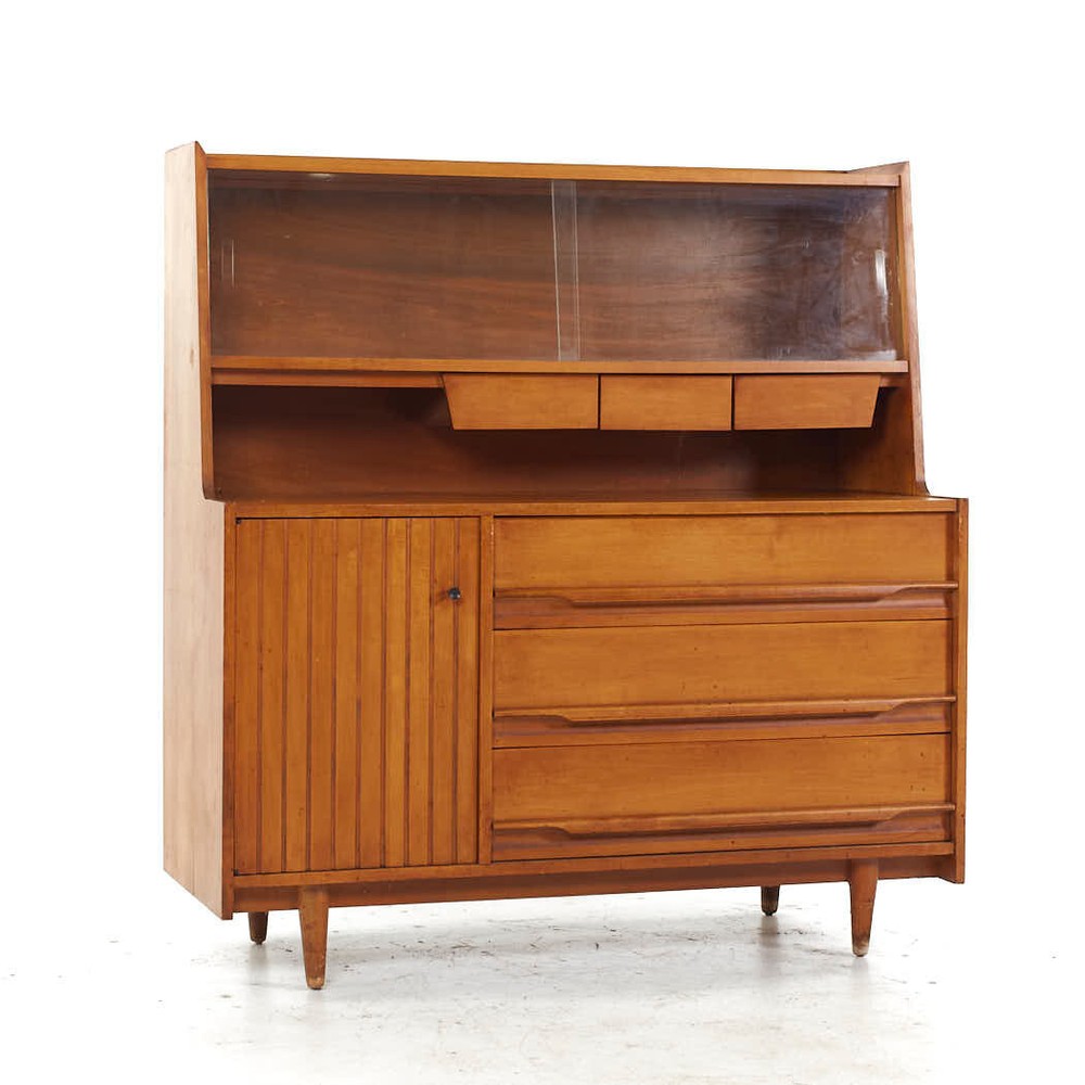 Crawford Furniture Mid Century Maple China Cabinet