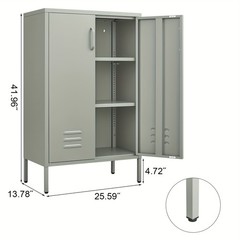 Greygreen Metal Locker Cabinet With Adjustable Shelves For Kitchen Office