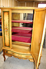 Antique French Countryside Painted Cabinet Hutch Armoire