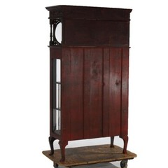 Antique Mahogany Two-Door & Two-Drawer Mirrored China Cabinet C1910