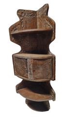 Antique Hand Carved Ornate Wood Wall Shelf Corner Cabinet Primitive Folk Art 31″