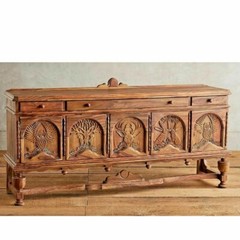Home Decorative Unique Hand Curved Wood Inlay Buffet Table , Animal Hand Curved