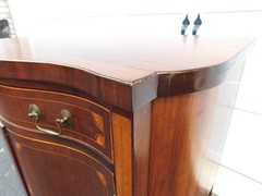 Antique Hepplewhite Style Mahogany Bow Front Short Sideboard Storage Cabinet