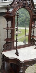 ROSEWOOD ROCOCO MARBLE TOP ETAGERE