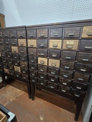 35 Drawer Catalog Bin Cabinet w/ Brass Hardware 47″ x 67″ x 18″ GS00878
