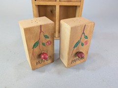 Vintage Wood 4 Drawer Spice Apothecary Cabinet 9×5″