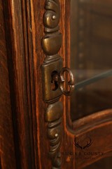 French Country Louis XV Style Vintage Oak China Display Cabinet