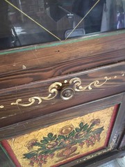 Antique German Hand Made & Painted Shrunk Bar Cupboard Hutch w/ Original Key
