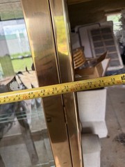 1970’s Mastercraft Vitrine 7ft Brass Wood Smoky Glass Curio Display Cabinet