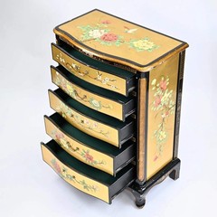 Chinese hand-painted 5-drawer cabinet | USED & VINTAGE | Gold Leaf oriental desi