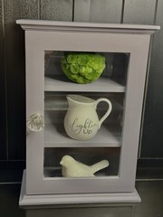 Mason Dixon Gray Farmhouse 3-Shelf Wall Curio Cabinet Glass Door 12×17