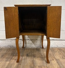 Antique Quarter Sawn Tiger Oak Music Cabinet Record Cabinet Side Table