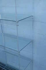 Mid Century Lucite and Glass Etagere Open Shelf Display Cabinet 5130