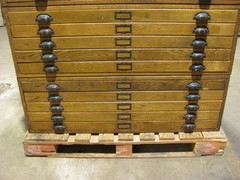 Vintage Dietzgen wood 20 drawer flat file map cabinet 45.5″ x 34.5″ x 61″ high
