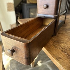 Unusual Draws Slim And Long Wooden Two Tier Vintage Shop Display Unit England