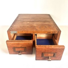 Antique Library Bureau Oak 2-Drawer Card Catalog File Cabinet Recipe Box GVC