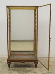 Vintage European Brass & Glass Vitrine Display Cabinet