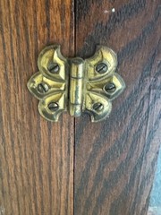 Antique Oak (4) Shelf Glass Door Cabinet