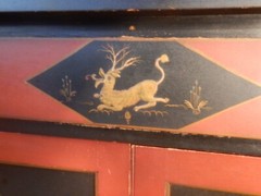 1920 Japanned Oriental handpainted Corner Cabinet Cupboard Chinoiserie Asian