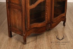 French Country Louis XV Style Vintage Oak China Display Cabinet