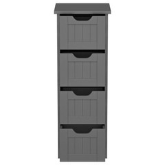 Bathroom Floor Storage Cabinet Wooden Cupboard w/ 4 Drawers Side Organizer Gray
