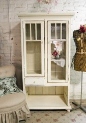 Painted Cottage Shabby Chic French Bookcase / China Hand Made Display Cabinet