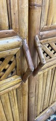 vintage handmade bamboo cabinet 72″ high Sunburst design crown