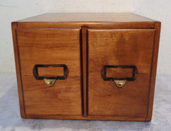 Vintage Antique Oak 2 Drawer Dovetail Card Catalog Index File Cabinet Solid!