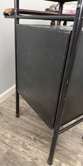 Antique Medical Storage Cabinet Heavy Metal & Enamel Top Wood Cutting Board Side