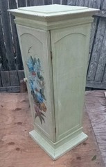 VTG RARE OOAK HAND PAINTED COUNTRY FLORAL CAB. PEDESTAL SOLID WOOD 30×12″New(?)