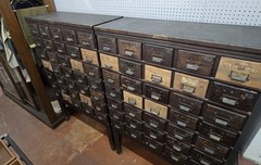 35 Drawer Catalog Bin Cabinet w/ Brass Hardware 47″ x 67″ x 18″ GS00878