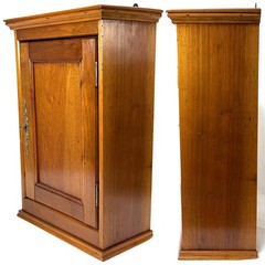 Antique Edwardian Era 21.5″ Miniature Armoire Style Walnut Table or Wall Cabinet
