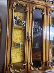 Vintage 2-piece Italian Baroque Revival Lighted China Cabinet – Solid Wood