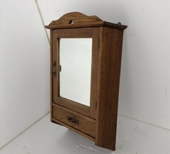 Antique Medicine Apothecary Bathroom Cabinet Beveled glass mirror Pediment Towel