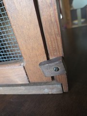 Wall Standing Cabinet Primitive Spice Wood Mesh Door Farmhouse Granny Heart