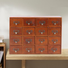 16 Drawers Vintage Tabletop Library Card Catalog Cabinet Apothecary Storage Box