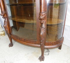 Antique Oak China or Curio Cabinet – Lion heads and claw feet
