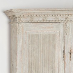 Large 19th Century Swedish Gray Gustavian Pine Corner Cabinet