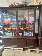 STUNNING c1840/50 glass display cabinet Pine old wavy glass 77” h 68” w 16” d