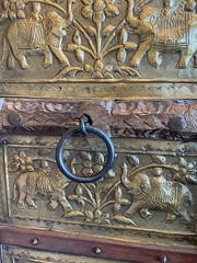 Antique Indian Brass Entry Door Pantry/Cabinet AS IS