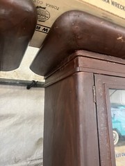 STUNNING c1840/50 glass display cabinet Pine old wavy glass 77” h 68” w 16” d