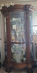 Pulaski Empire Style Cherry Wood Large Bowed Glass Curio Display Cabinet