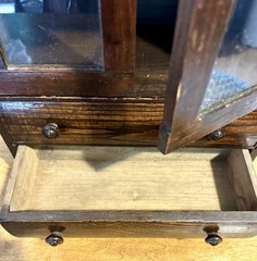 Antique Child’s Toy China Cabinet 22”x 12”x6.25” W/ Drawers & Glass Doors