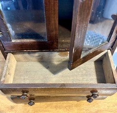 Antique Child’s Toy China Cabinet 22”x 12”x6.25” W/ Drawers & Glass Doors