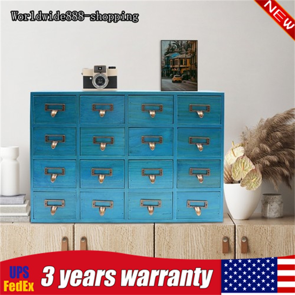 16 Drawers Apothecary Cabinet Library Card Catalog Cabinet Tabletop Vintage