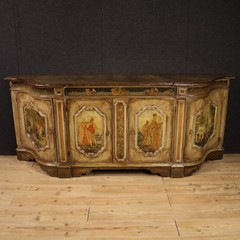 Venetian sideboard furniture lacquered painted wood cabinet antique style 900