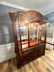 Antique China Cabinet China Closet with light 2-piece