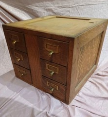 ANTIQUE U.S.P.O DEPT CARD CATALOG INDEX FILE 6 DRAWER CABINET. TIGER OAK
